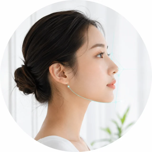 얼굴 비율과 윤곽을 분석하는 성형 디자인 이미지